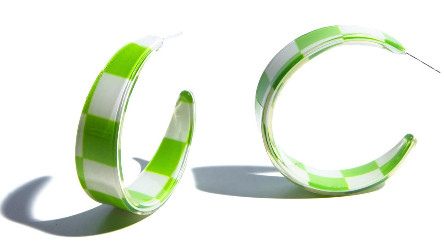 Pendientes Check Grande Verdes