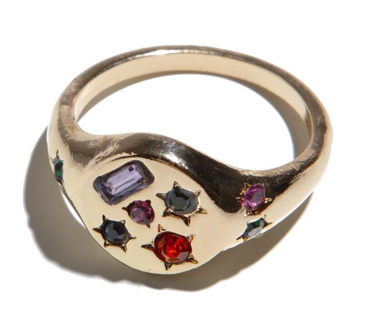 Anillo Sello Piedras Colores
