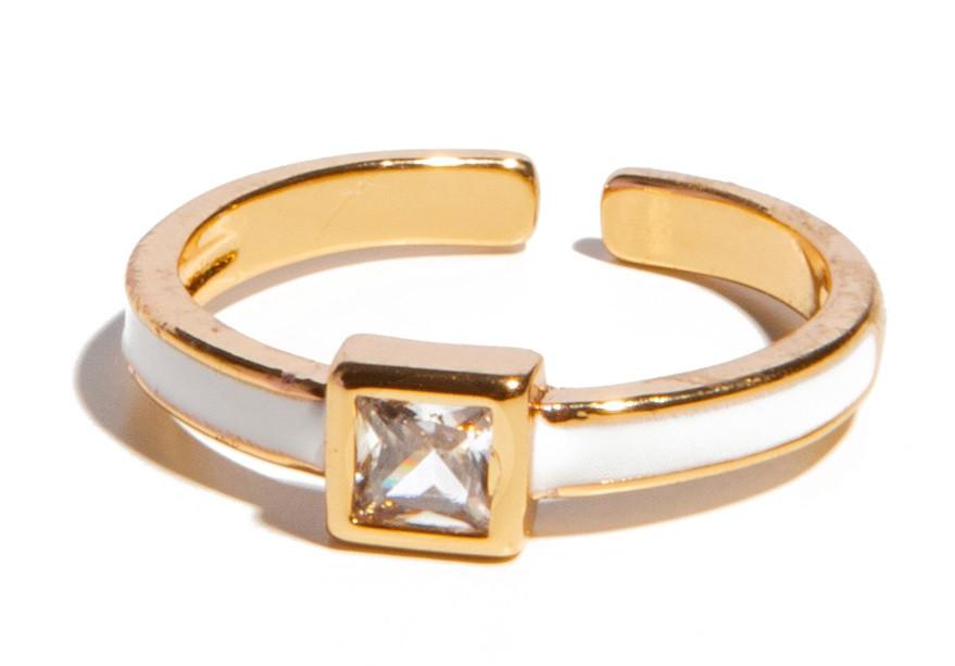 Anillo Esmalte Blanco Solitario