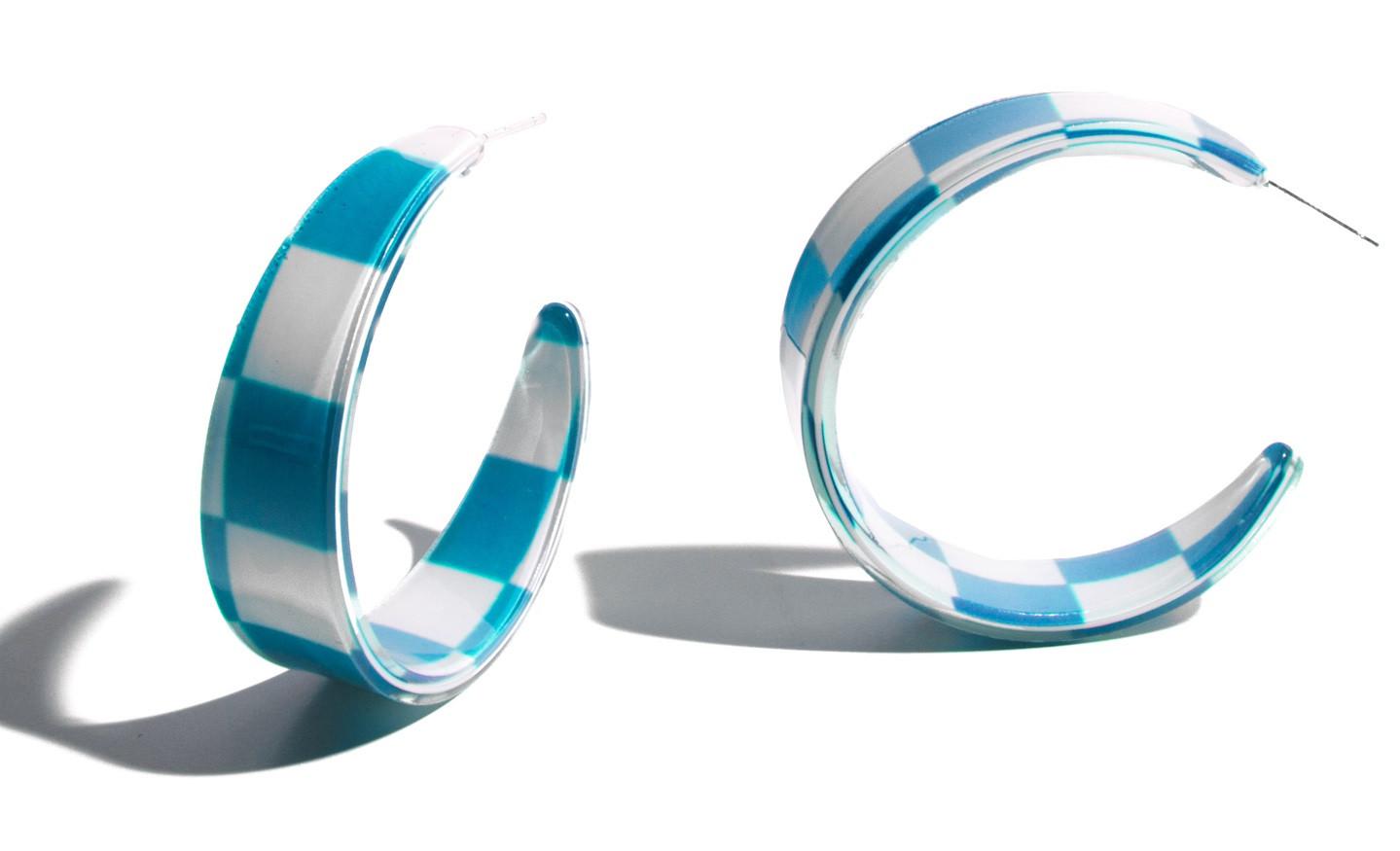 Pendientes Check Grande Azul