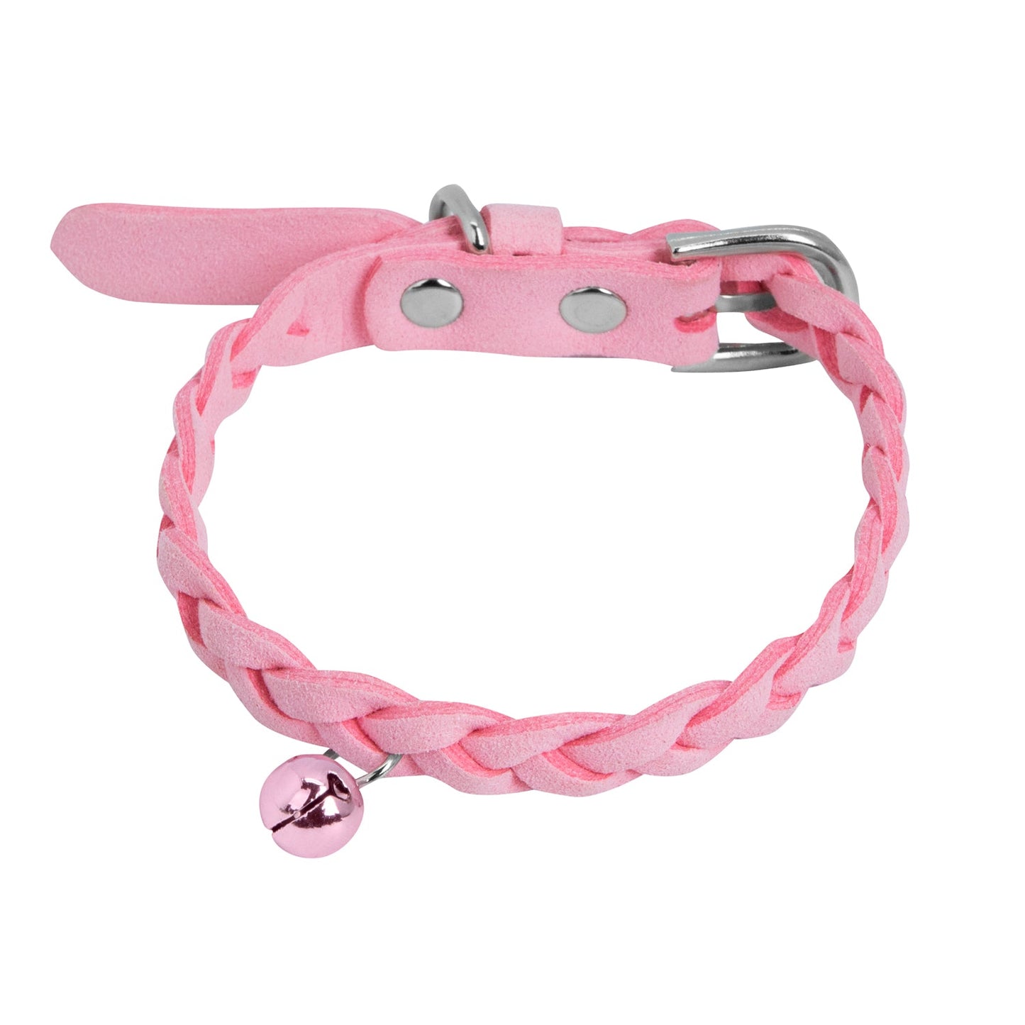 Collar Velvet Trenzado con Cascabel Rosa
