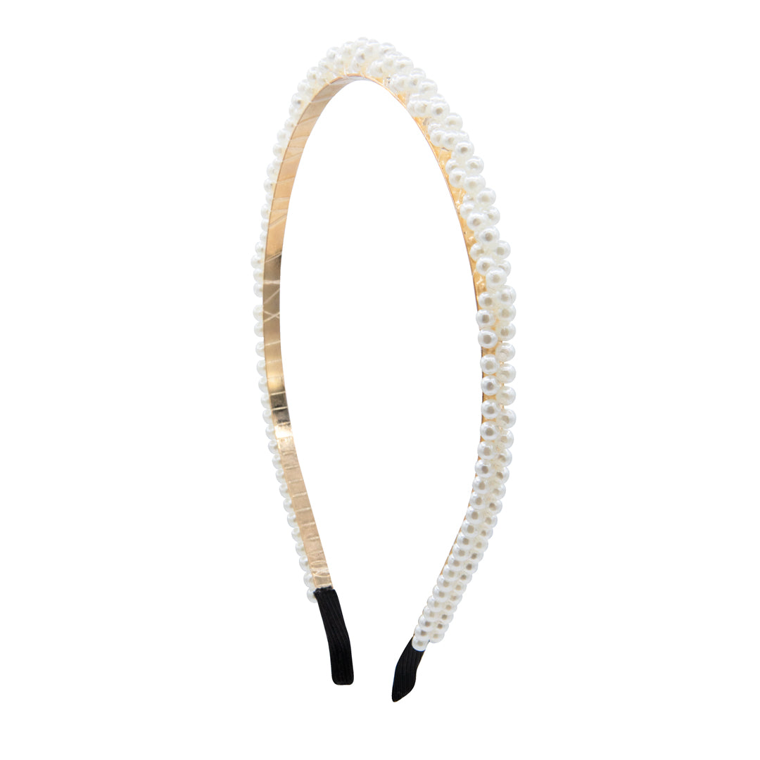 Oh My Hair Diadema Metal Dorada y Perlas Trenza