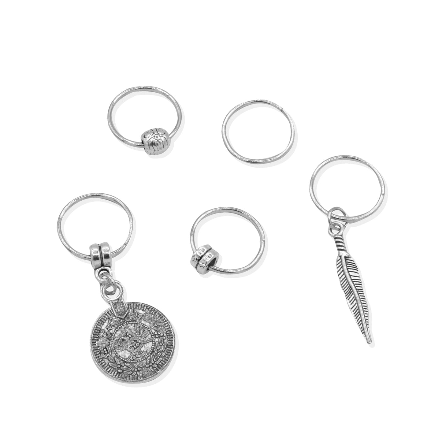 SET 8 AROS PARA EL PELO PLATA INDIA