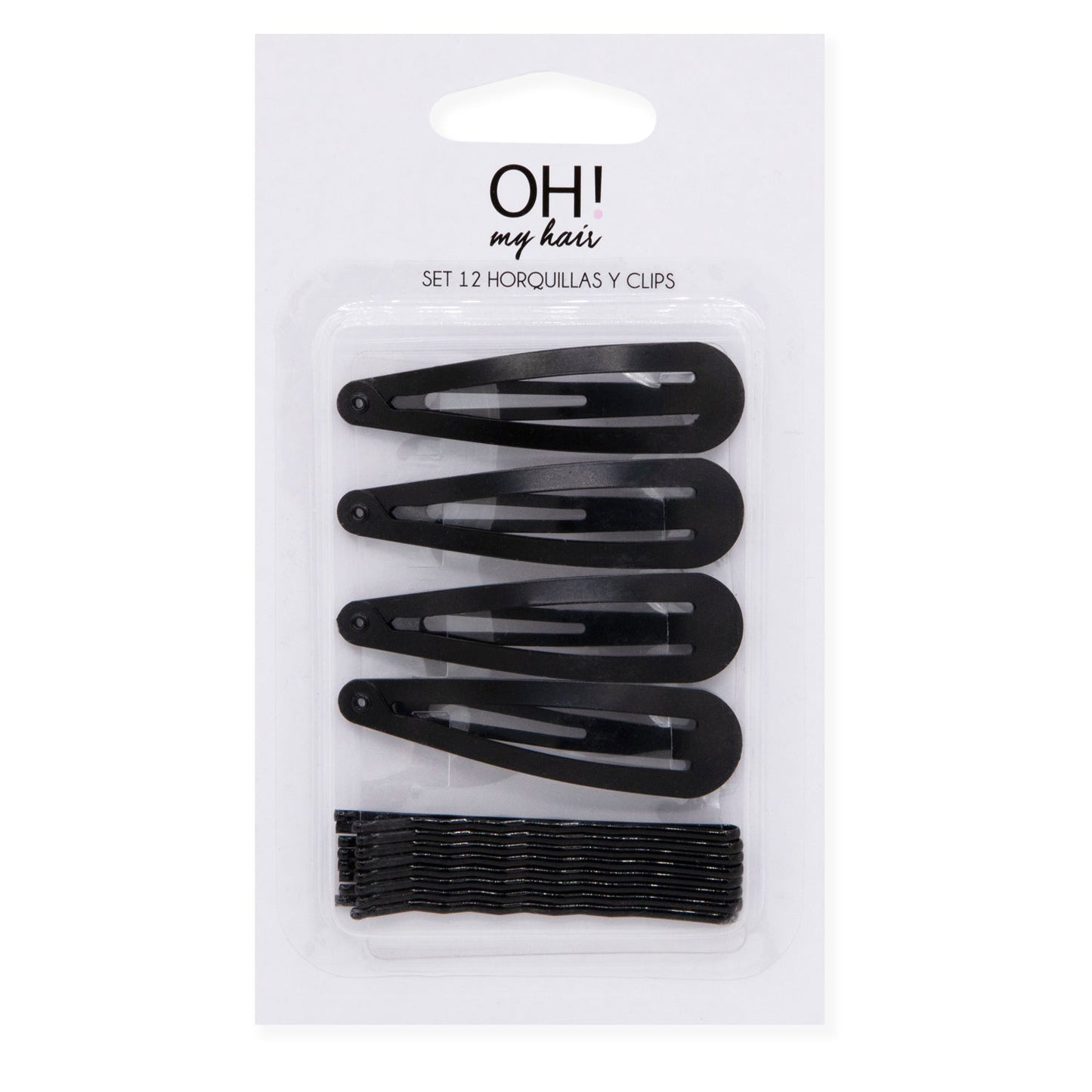 Oh My Hair Set 12 Horquillas y Ranitas Basic Negro