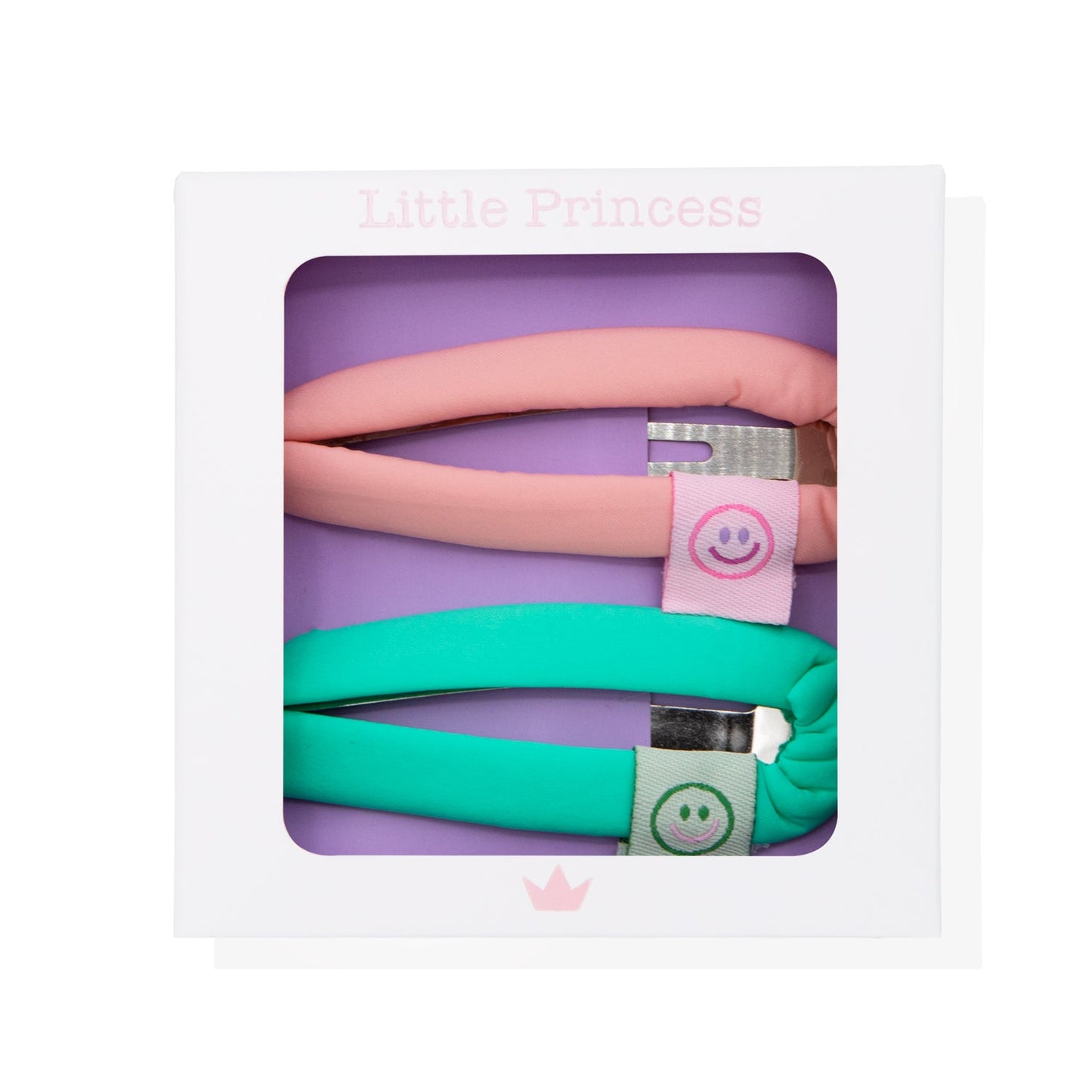 Little Princess Set 2 Clips Forrados Verde y Rosa