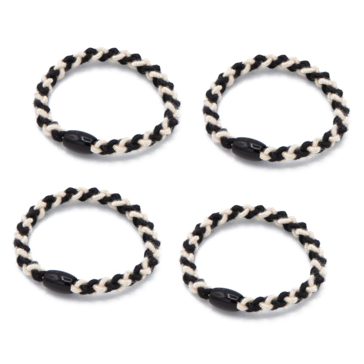 WOO OOW Set 4 Gomas Trenzadas Blanco y Negro