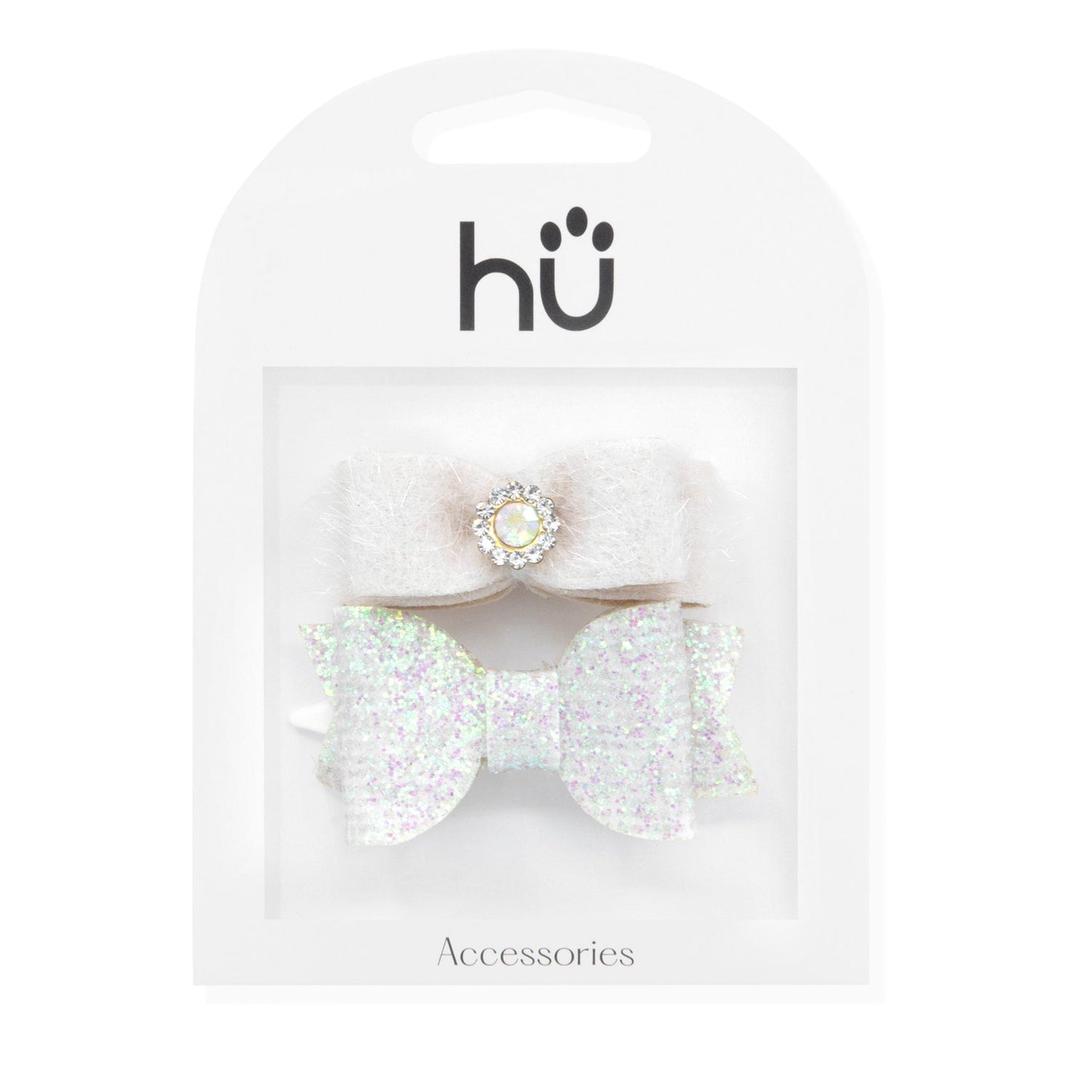Set Goma y Pinza Para Mascotas con Lacitos Blancos