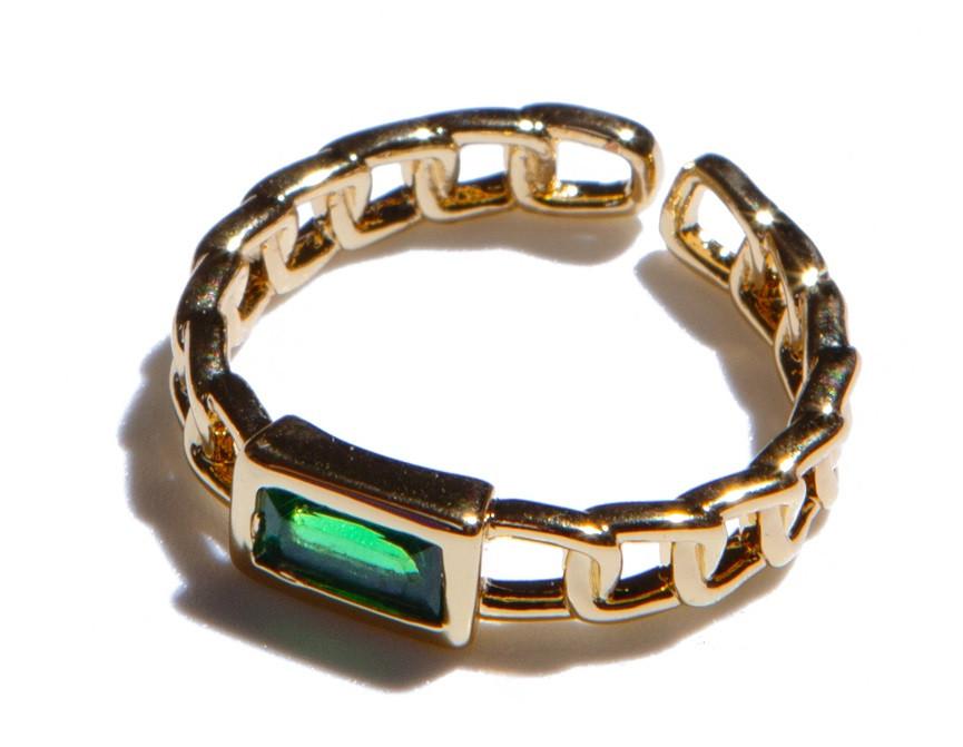 Anillo Eslabones Piedra Verde