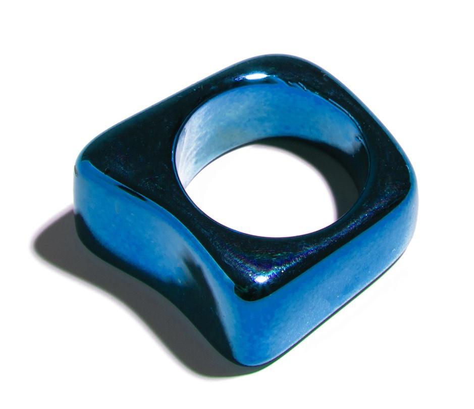 Anillo Cuadrado Brillo Azul
