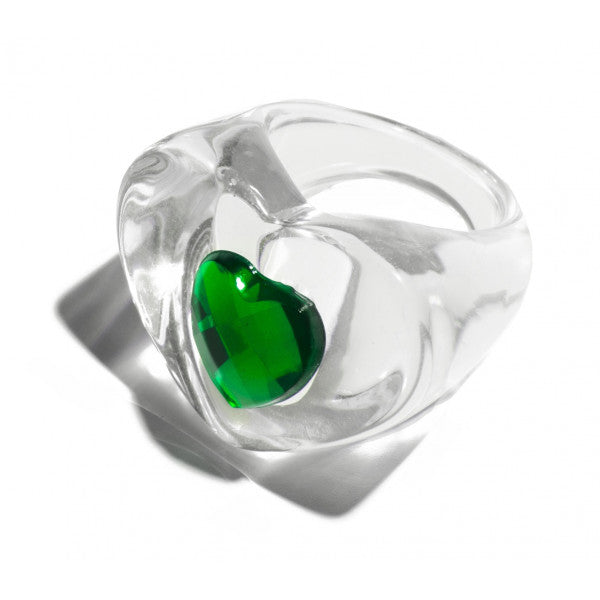 Anillo Corazón Piedra Verde