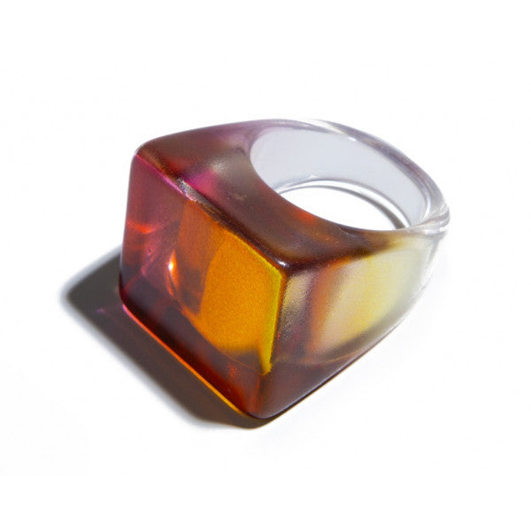 Anillo Cuadrado Transparente Marrón