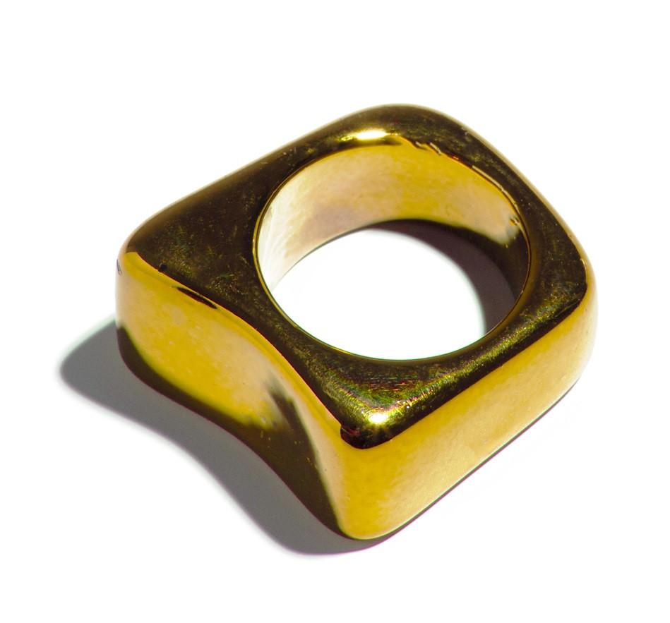 Anillo Cuadrado Brillo Amarillo