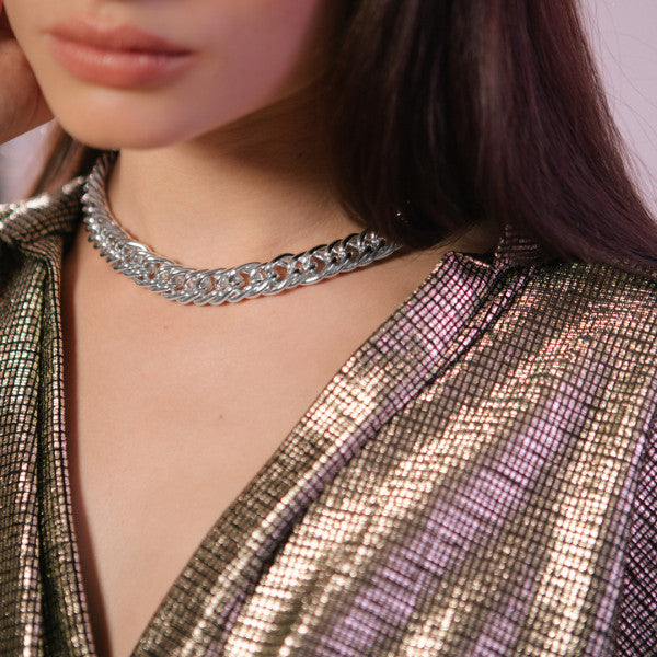 Collar Eslabones Gruesos Plateado