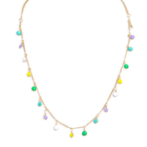 Collar Largo con Bolitas de Colores