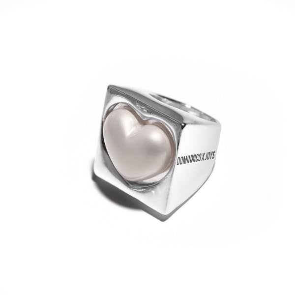Dominnico Anillo Sello Corazón Nácar Blanco