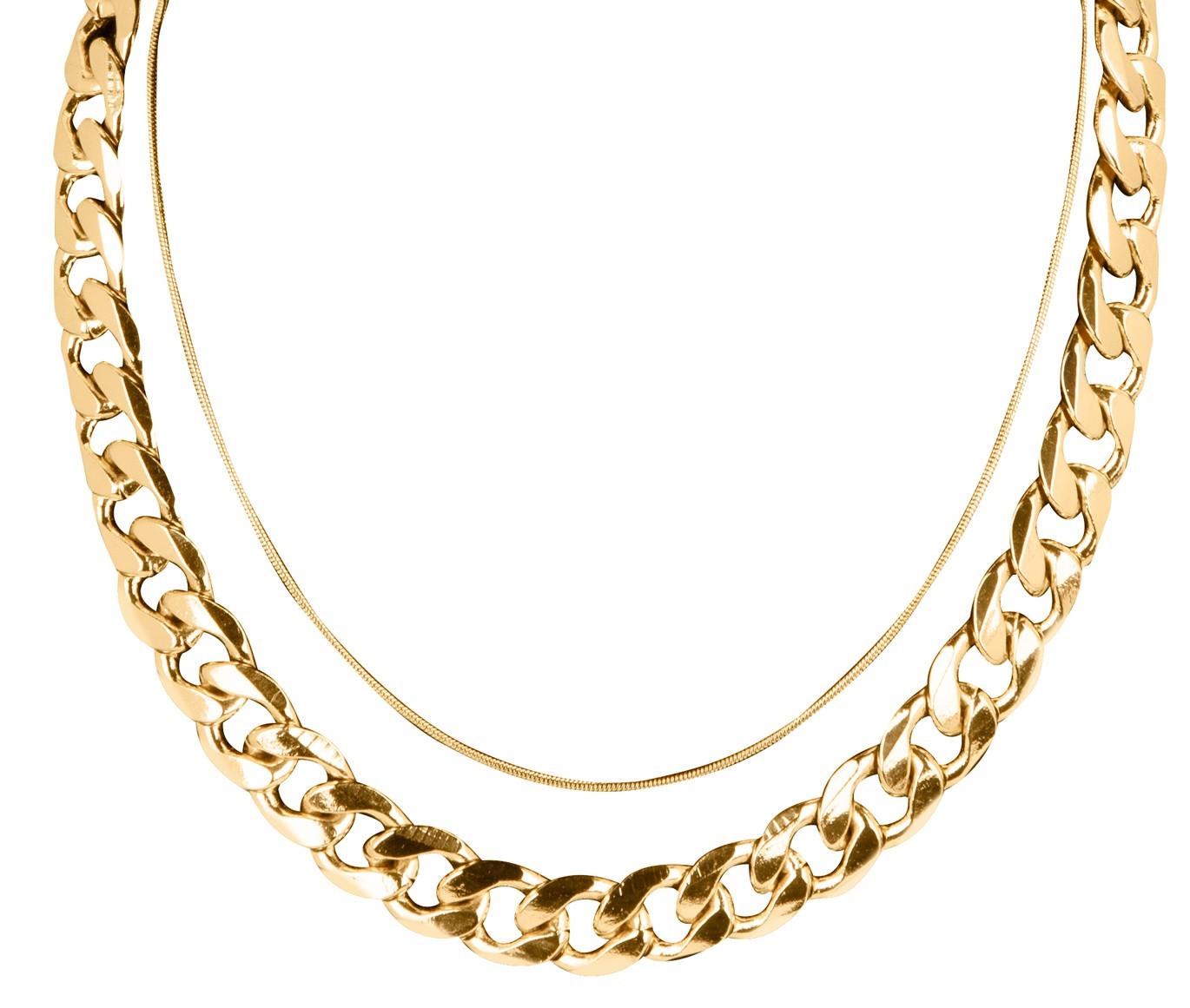 Collar Doble Eslabones y Collar Fino Dorado