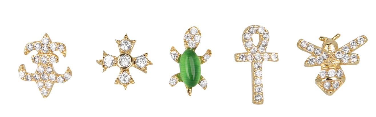 Set 5 Mini Pendientes Piedra Blanca