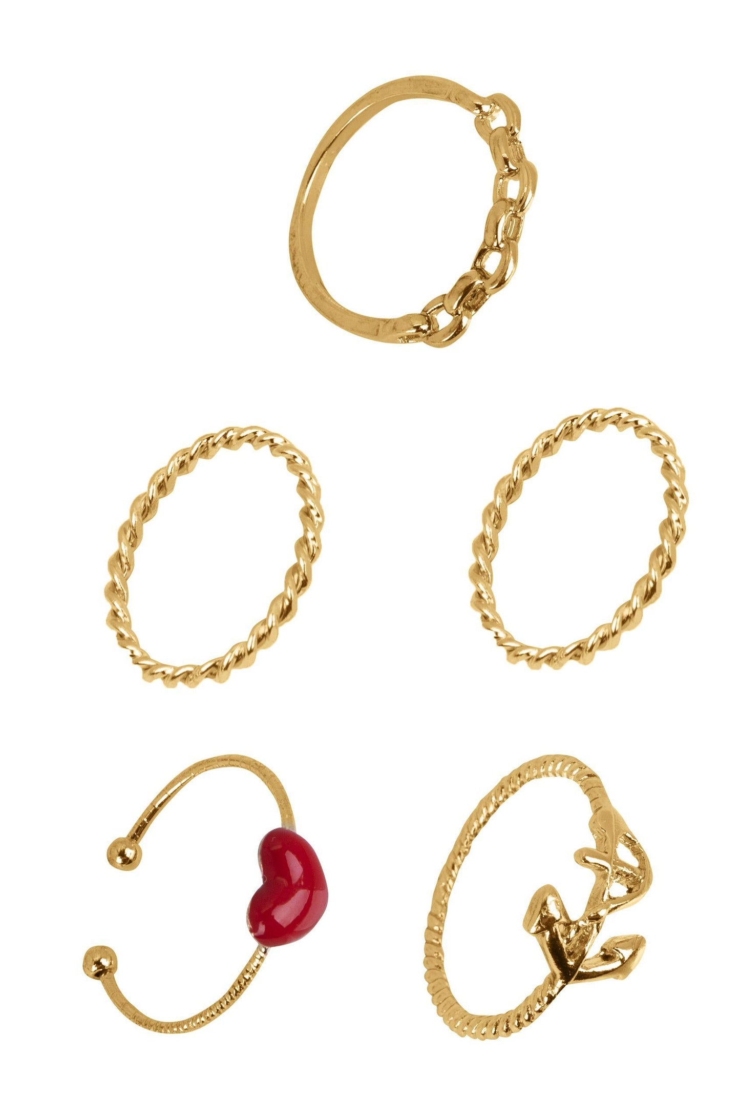 Set 5 Anillos Corazón