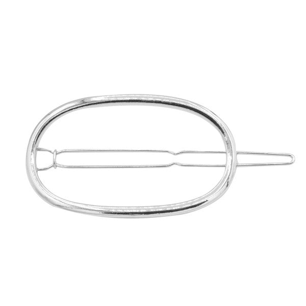 Oh My Hair Clip Metal Ovalada Ancha Plateada