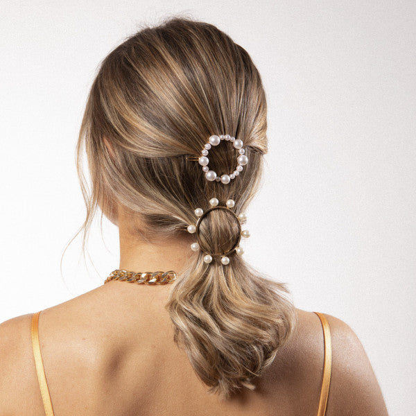 Oh My Hair Clip Redondo Perlas Oro