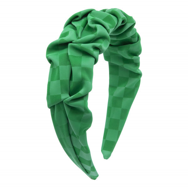 Oh My Hair Diadema Ancha Fruncida Cuadros Verde