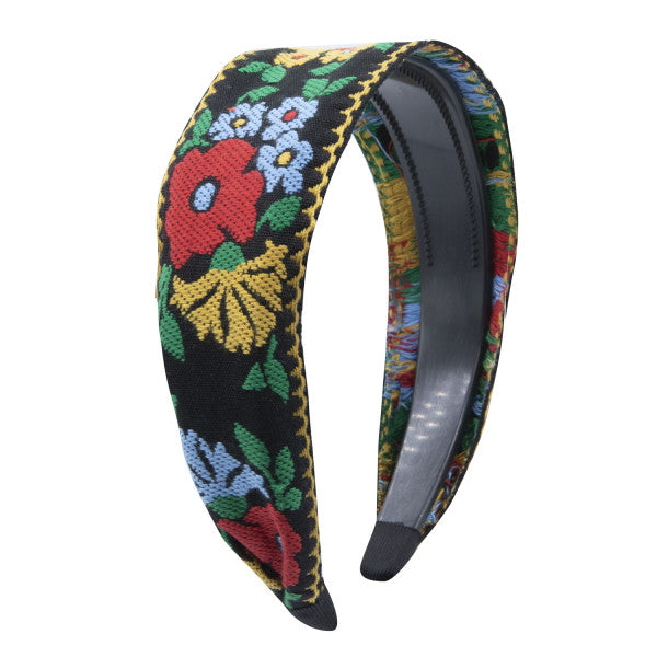 Oh My Hair Diadema Bordada Flores Negra