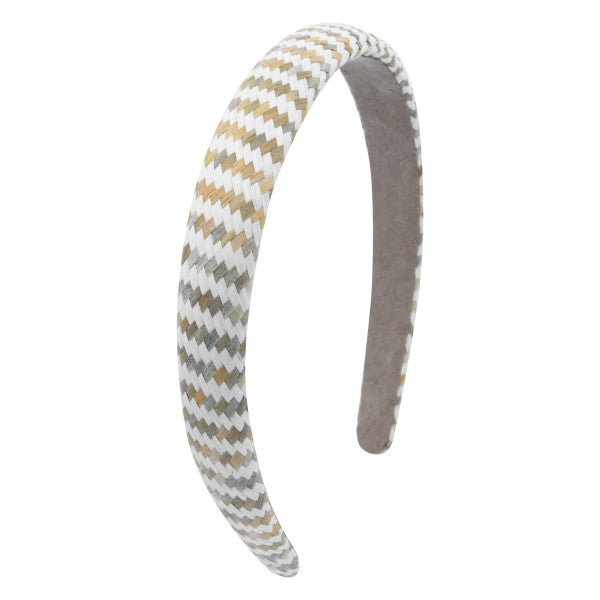 Oh My Hair Diadema Fina Raffia Blanco y Caqui