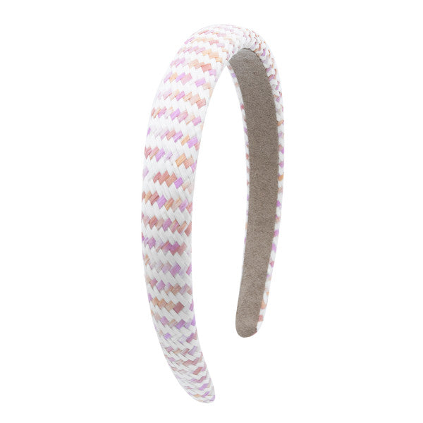 Oh My Hair Diadema Fina Raffia Blanco y Rosa