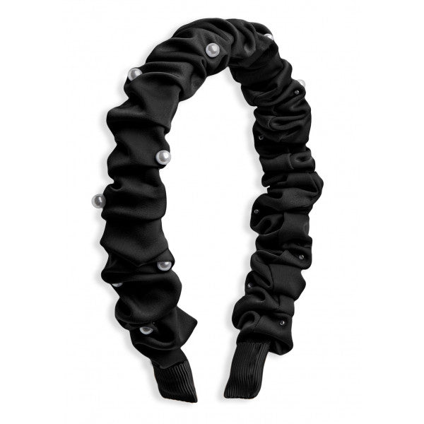 Oh My Hair Diadema Fruncida Perlas Negra