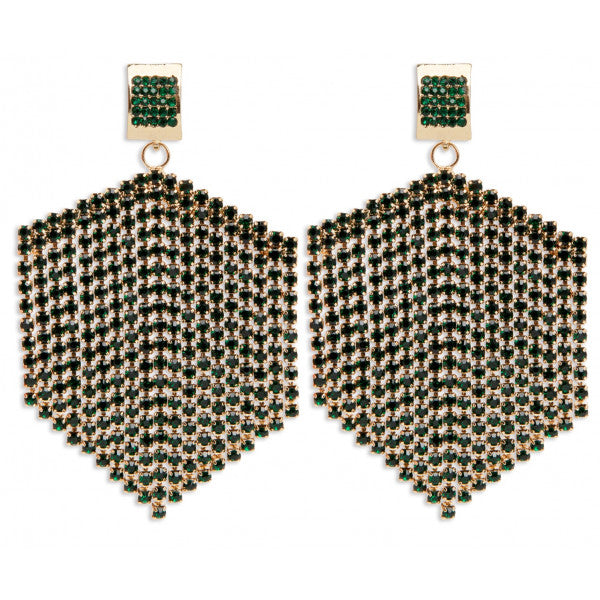 Pendiente Abanico Strass Negro