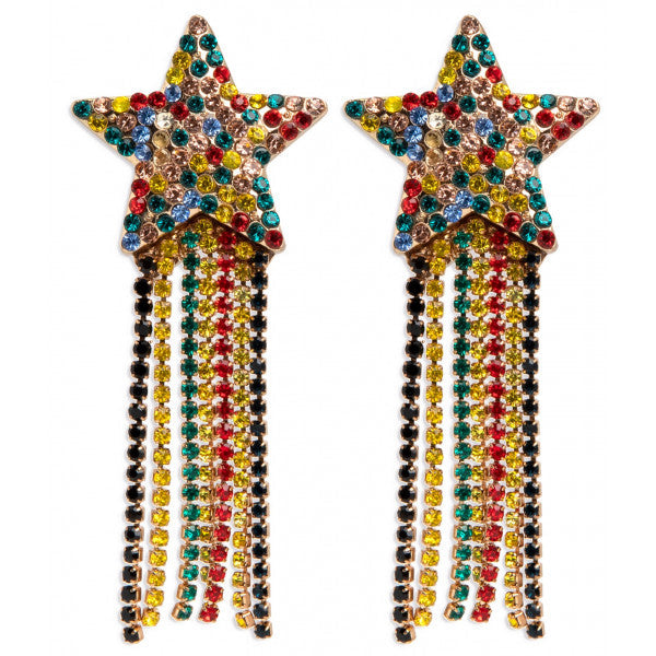 Pendientes Estrella con Tiras de Strass