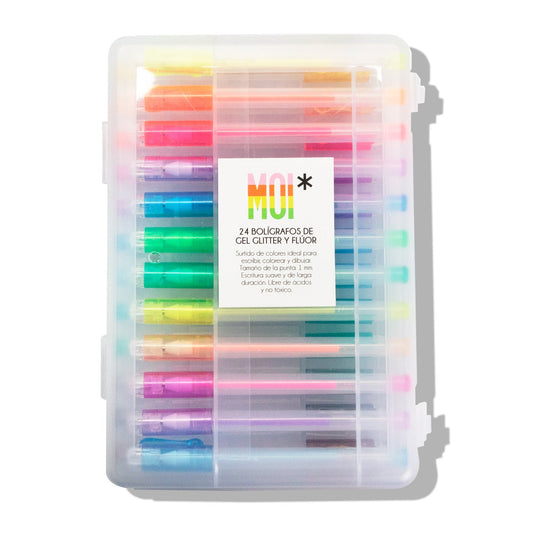 Set Bolígrafos de Gel  Glitter y Flúor