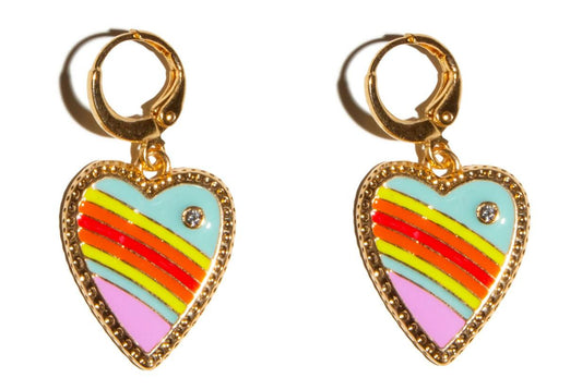 Pendientes Corazones Multicolor Piedra