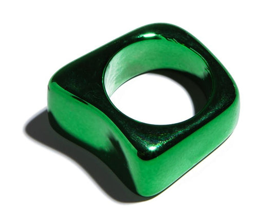 Anillo Cuadrado Brillo Verde