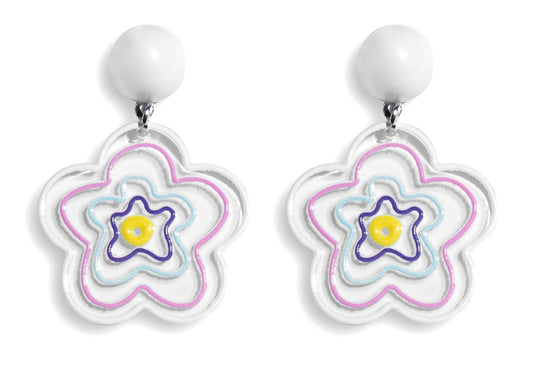 Pendientes Botón con Flor