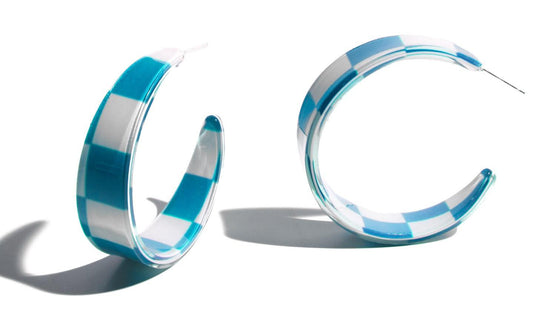 Pendientes Check Grande Azul
