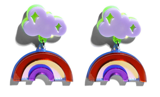 Pendientes Nubes y Arco Iris Lila