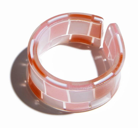 Anillo Resina Check Naranja