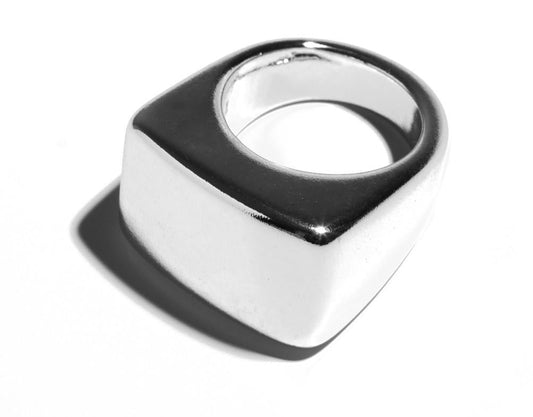 Anillo Cuadrado Brillo Plata