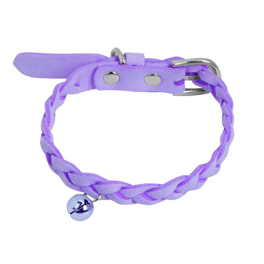 Collar Velvet Trenzado con Cascabel Morado