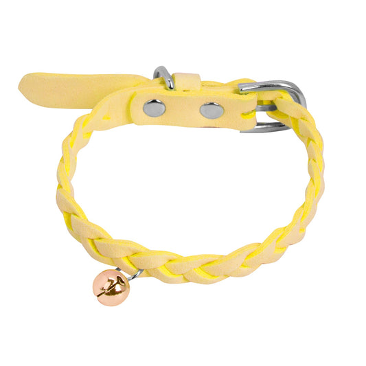 Collar Velvet Trenzado con Cascabel Amarillo