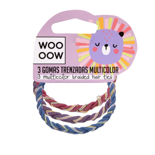 WOO OOW Set de 3 Gomas Trenzadas Multicolor