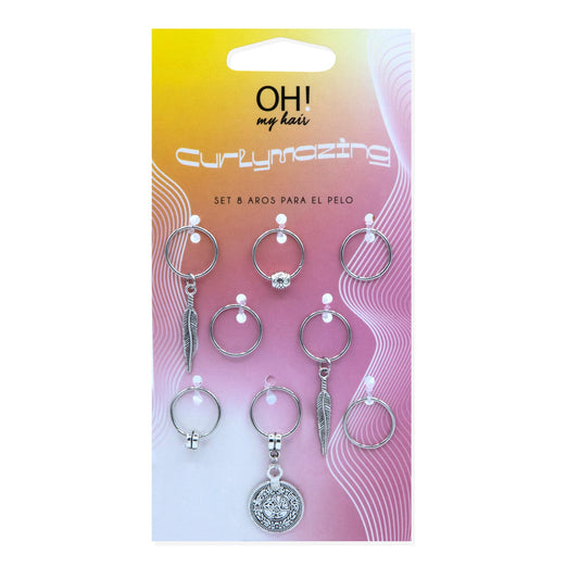 SET 8 AROS PARA EL PELO PLATA INDIA