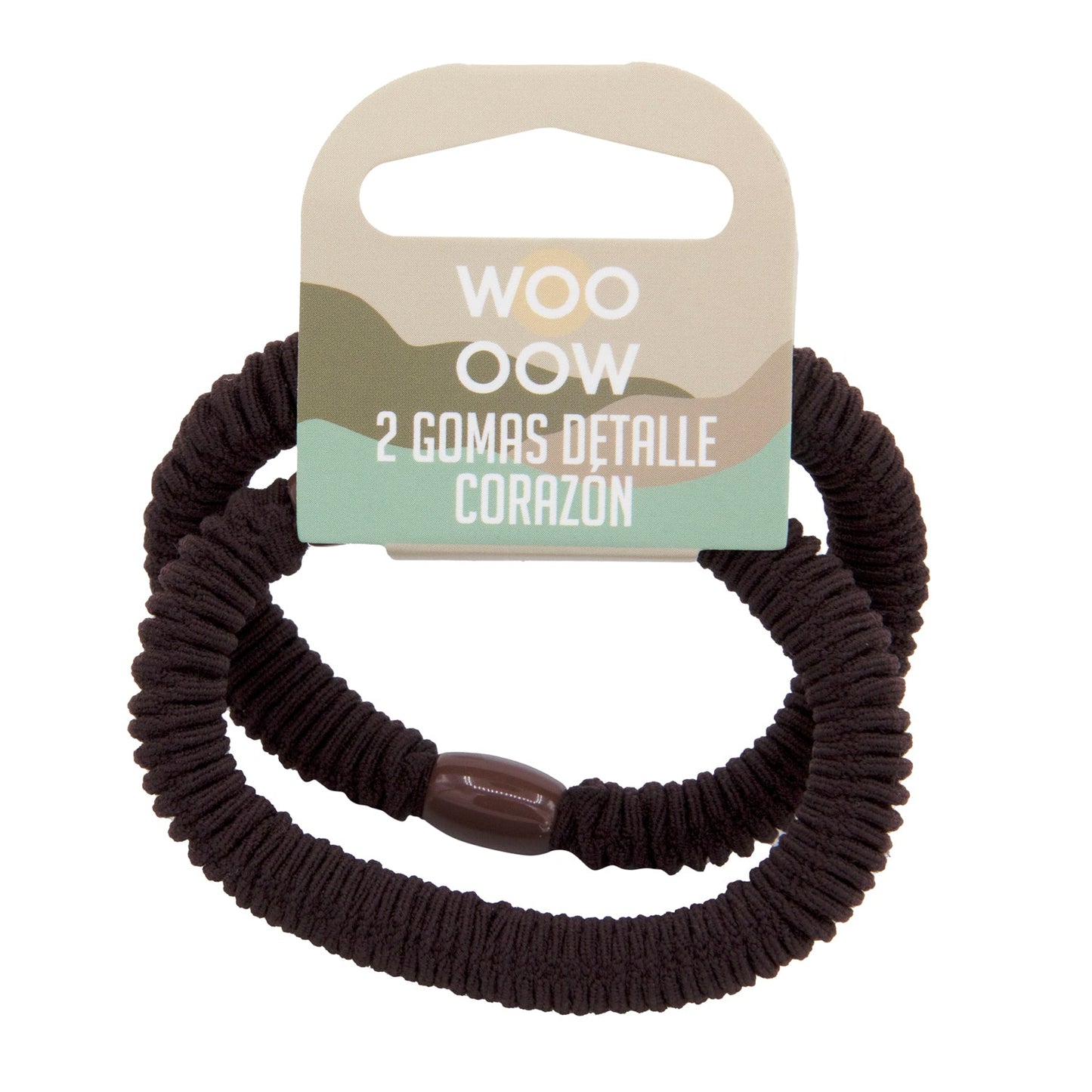 WOO OOW Set 2 Gomas Fruncidas Marrón Oscuro