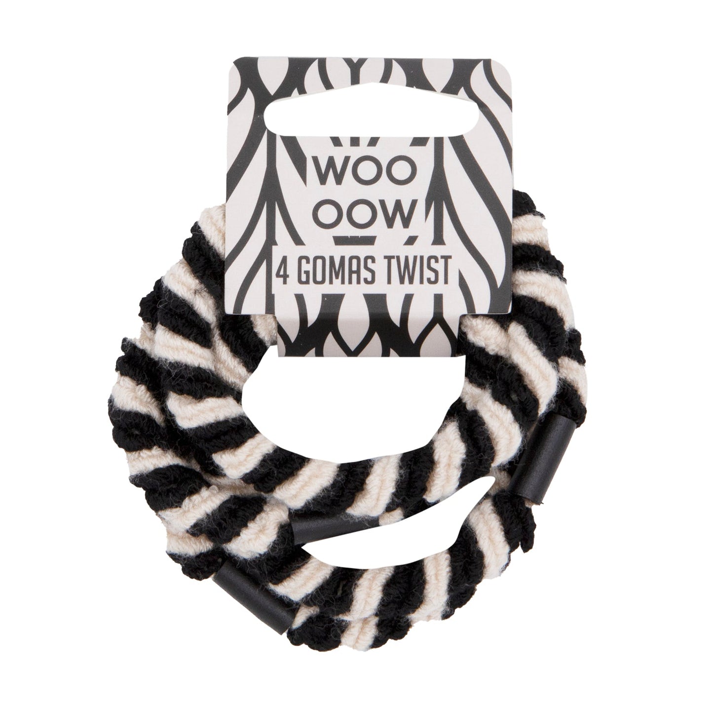 WOO OOW Set 4 Gomas Twist Beige y Negro