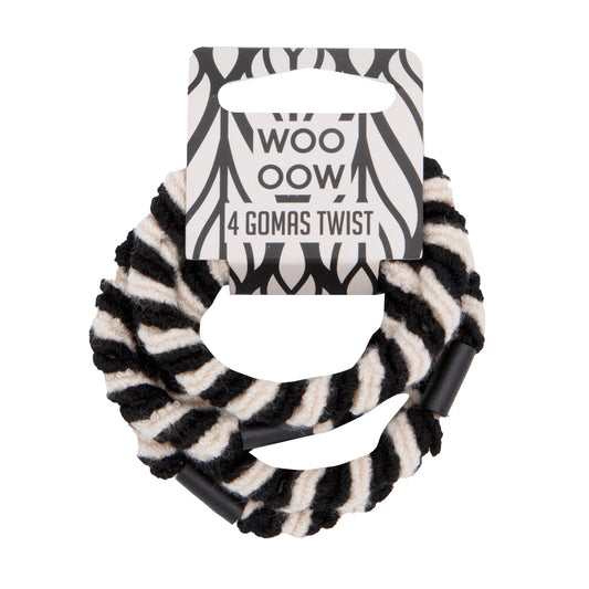 WOO OOW Set 4 Gomas Twist Beige y Negro