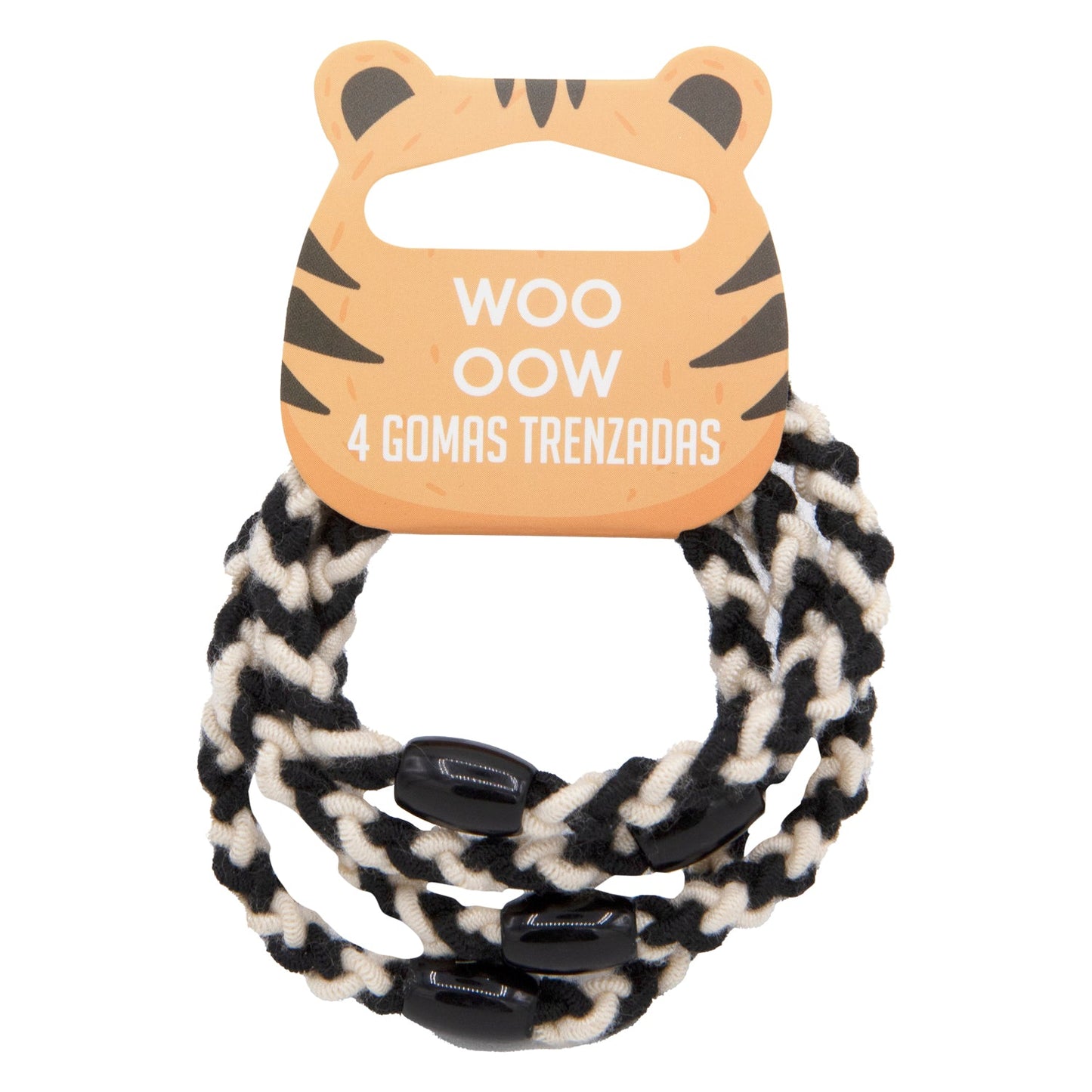 WOO OOW Set 4 Gomas Trenzadas Blanco y Negro