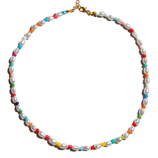 Collar Perlas y Cuentas de Colores