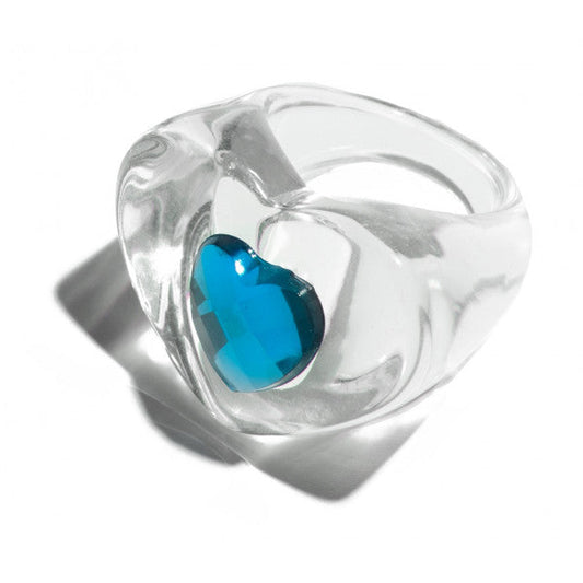Anillo Corazón Piedra Azul