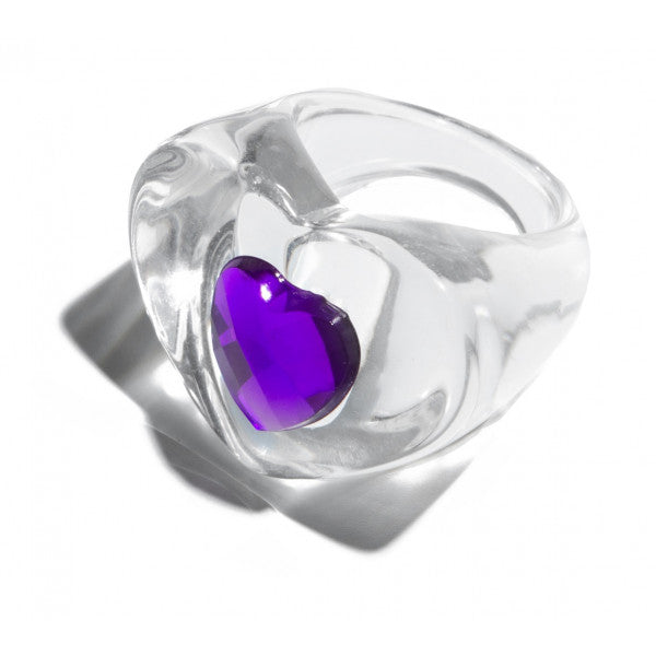Anillo Corazón Piedra Morado
